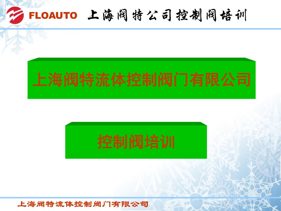 上海阀特控制阀培训教案资料