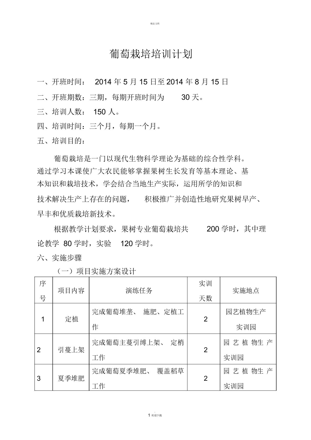 葡萄栽培培训计划