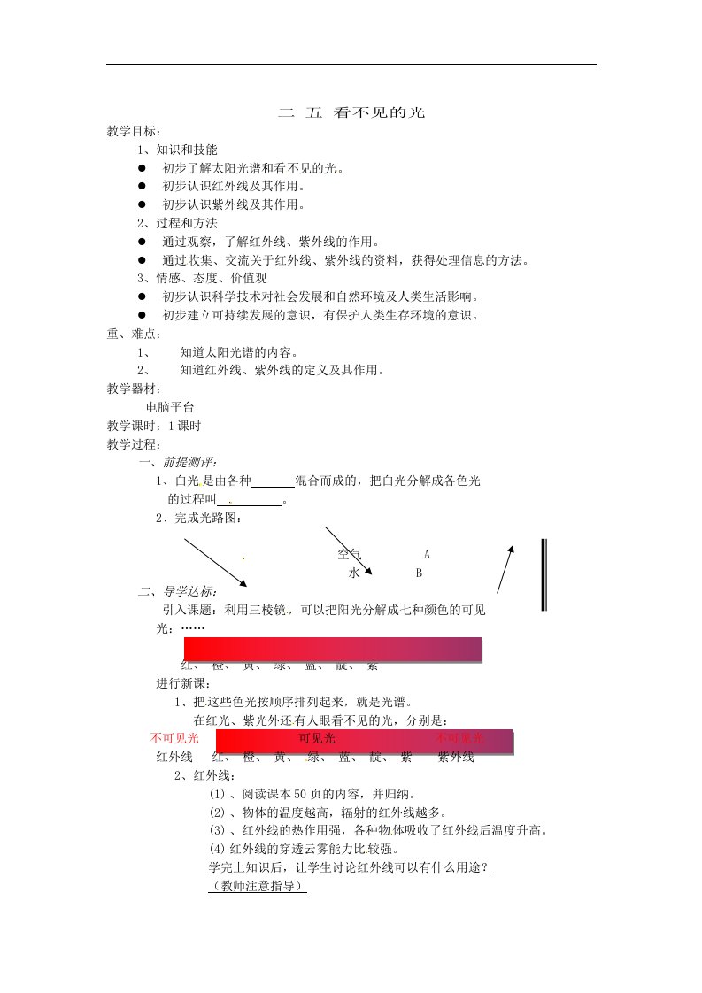 人教版物理八下2.6《看不见的光》9