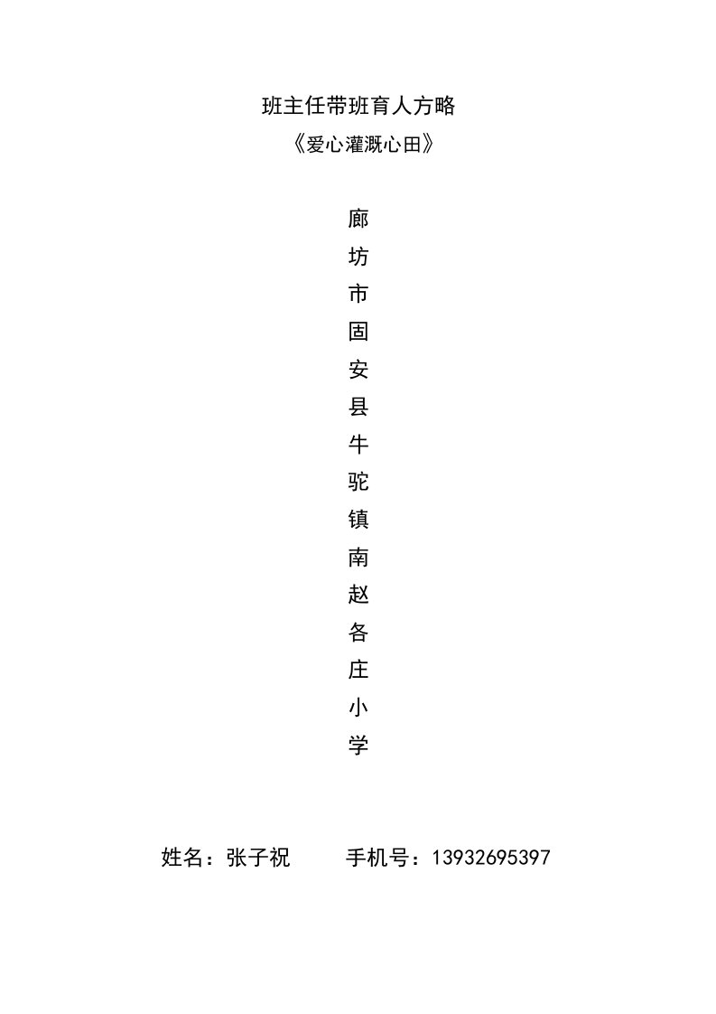 班主任带班育人方略张子祝