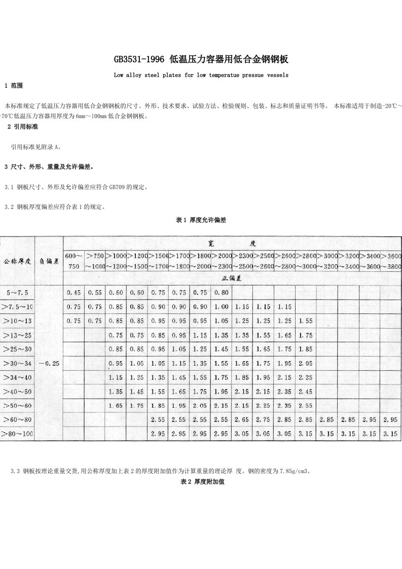 GB35311996低温压力容器低合金钢钢板