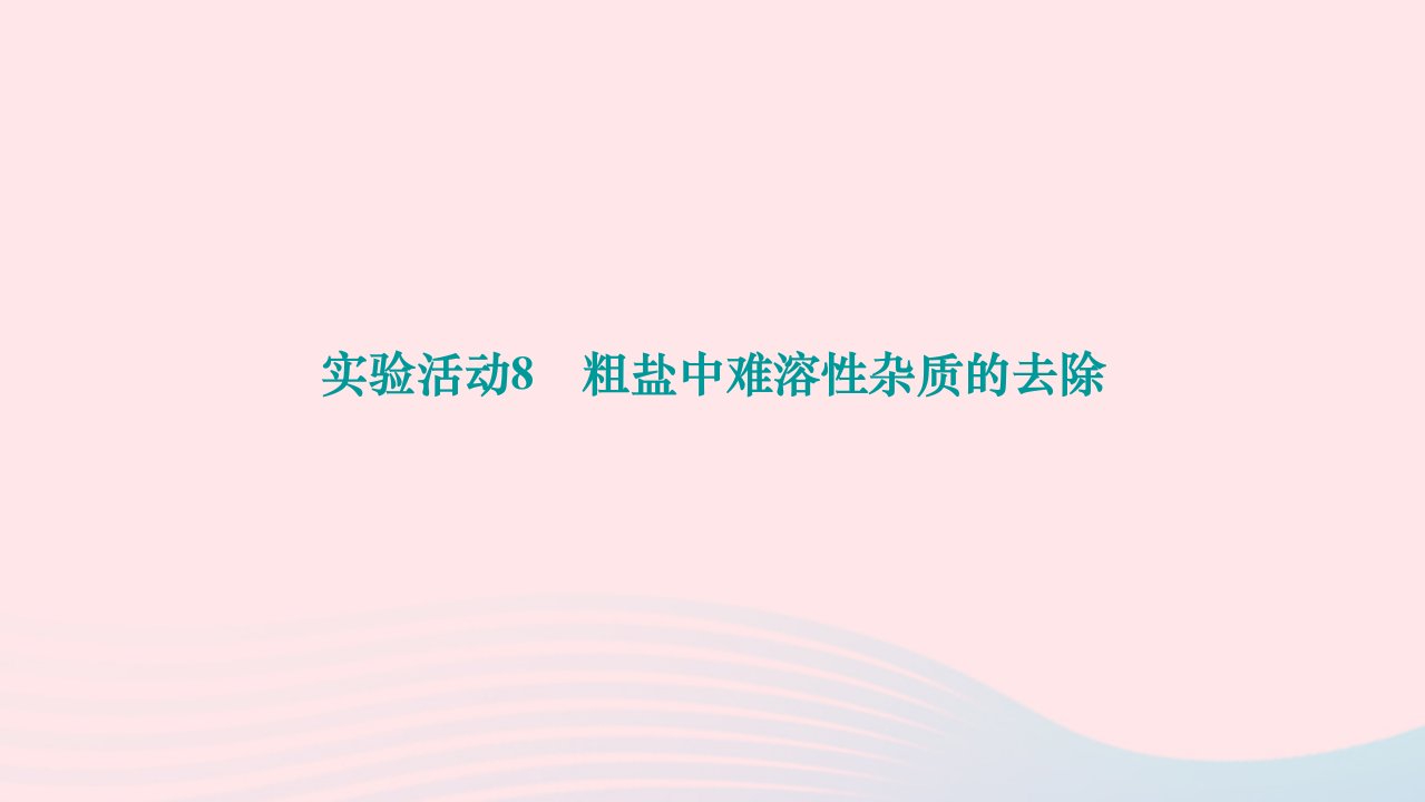 2024九年级化学下册第十一单元盐化肥实验活动8粗盐中难溶性杂质的去除作业课件新版新人教版