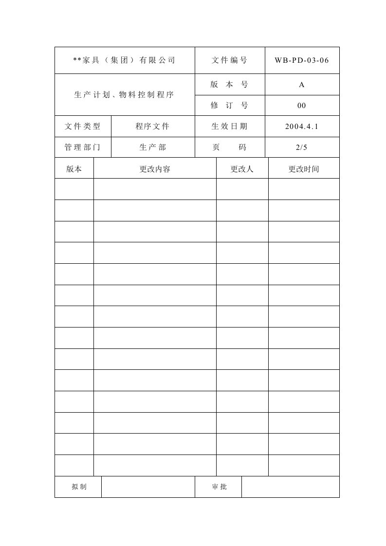 精选生产计划物料控制程序2