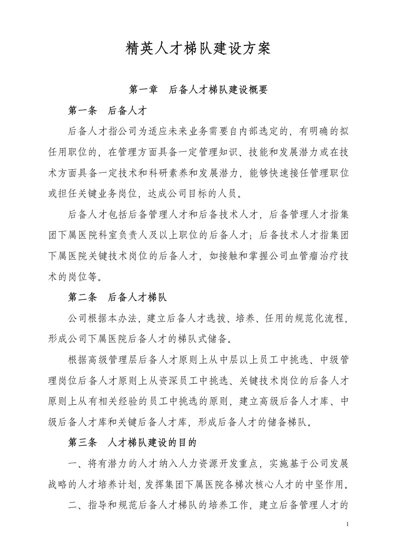 精英人才梯队建设方案21CN