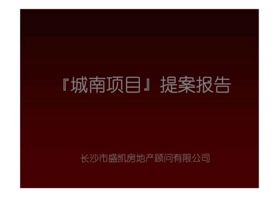 2006年长沙市城南项目提案报告