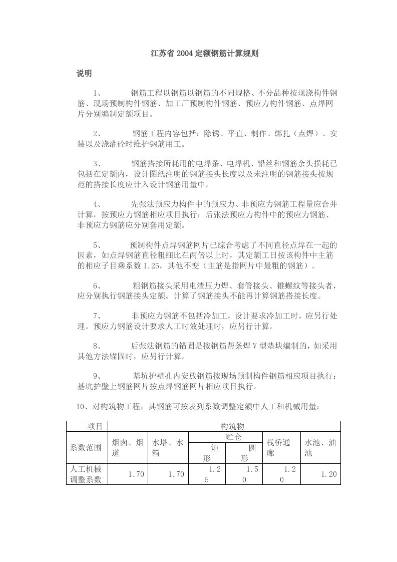 江苏省2004定额钢筋计算规则word版