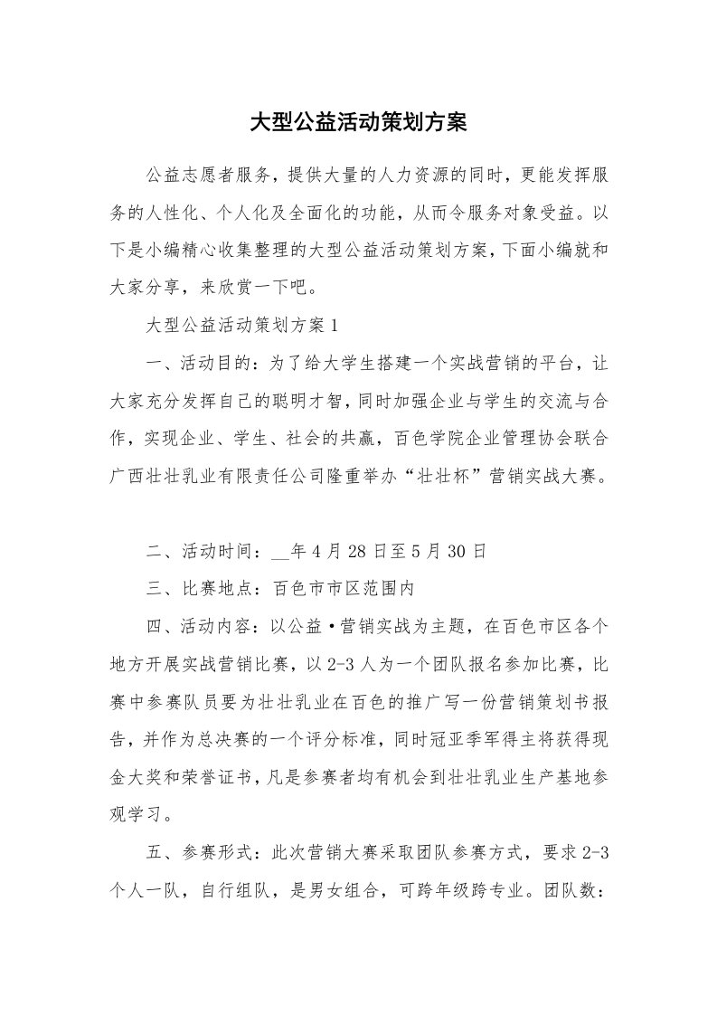 办公文秘_大型公益活动策划方案