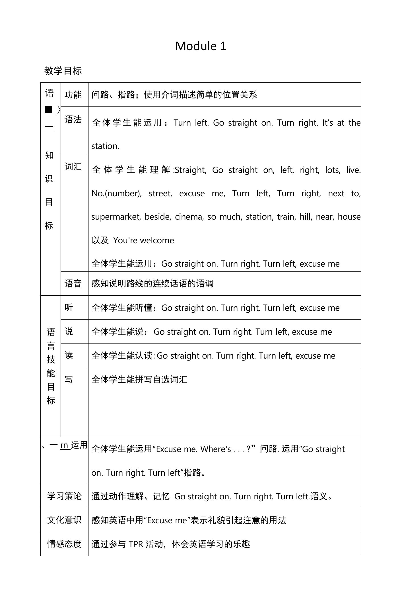 小学英语外研新标准四年级上册（2022年新编）Module1一模块1单元教案