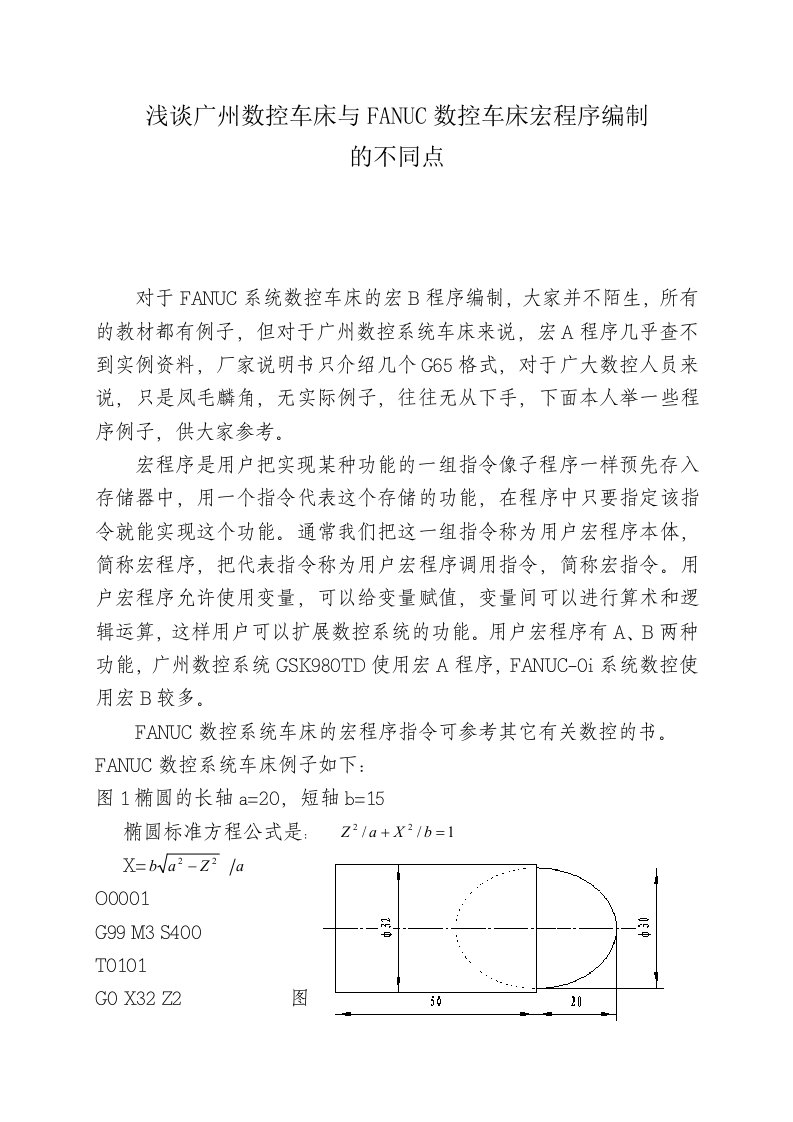 数控加工-广州数控车床与FANUC数控车床宏程序的不同点