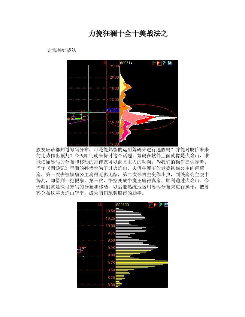 力挽狂澜十全十美战法(三)筹码峰之神针定海