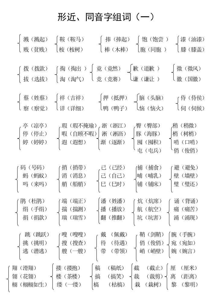 (完整word版)形近字组词(有答案)