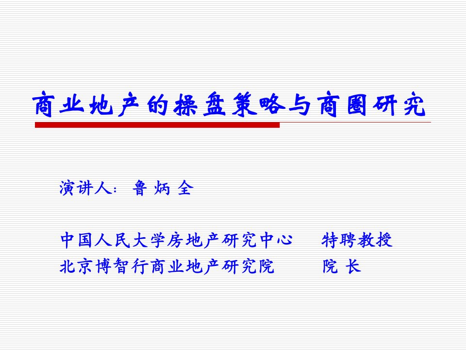 中国商业地产现状分析与商圈调研鲁炳全90P