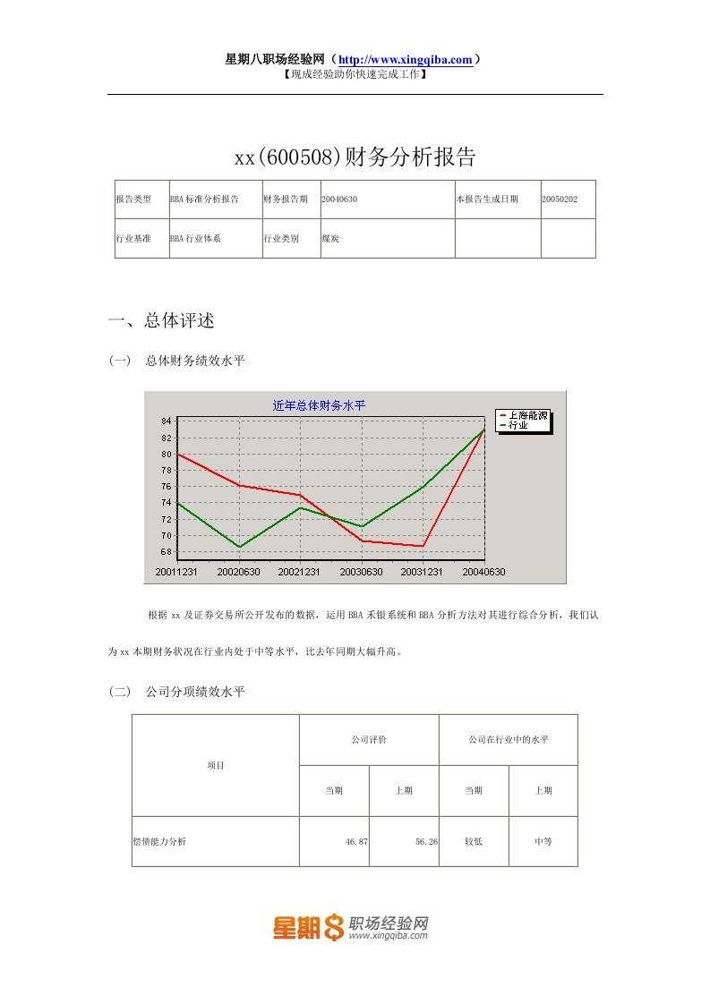 煤炭行业年度财务分析报告