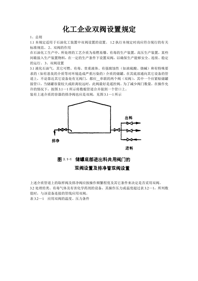 双阀设置规定