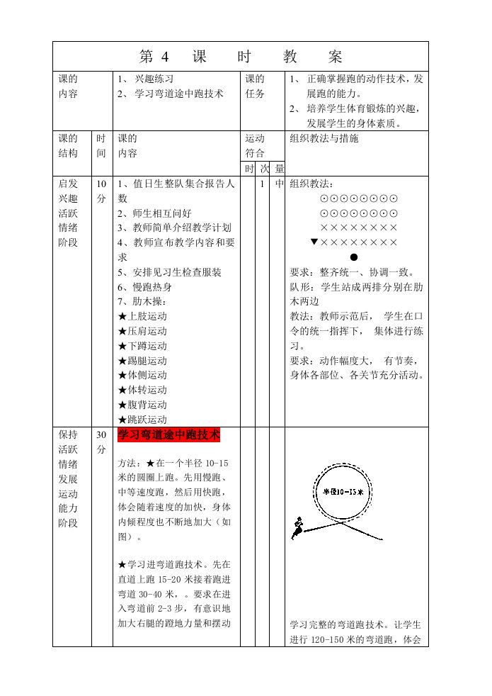 初中七年级体育教案4