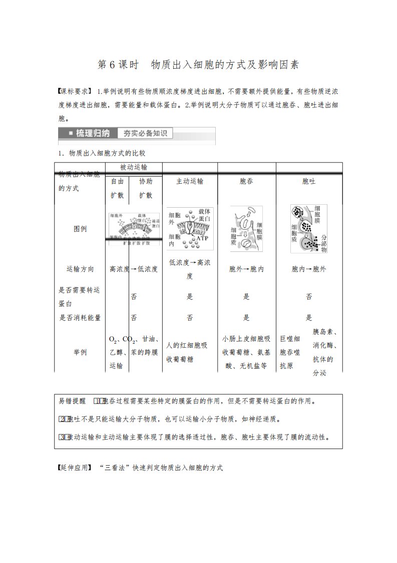 2023届高考生物一轮复习讲义(新人教新高考)第2单元第6课时