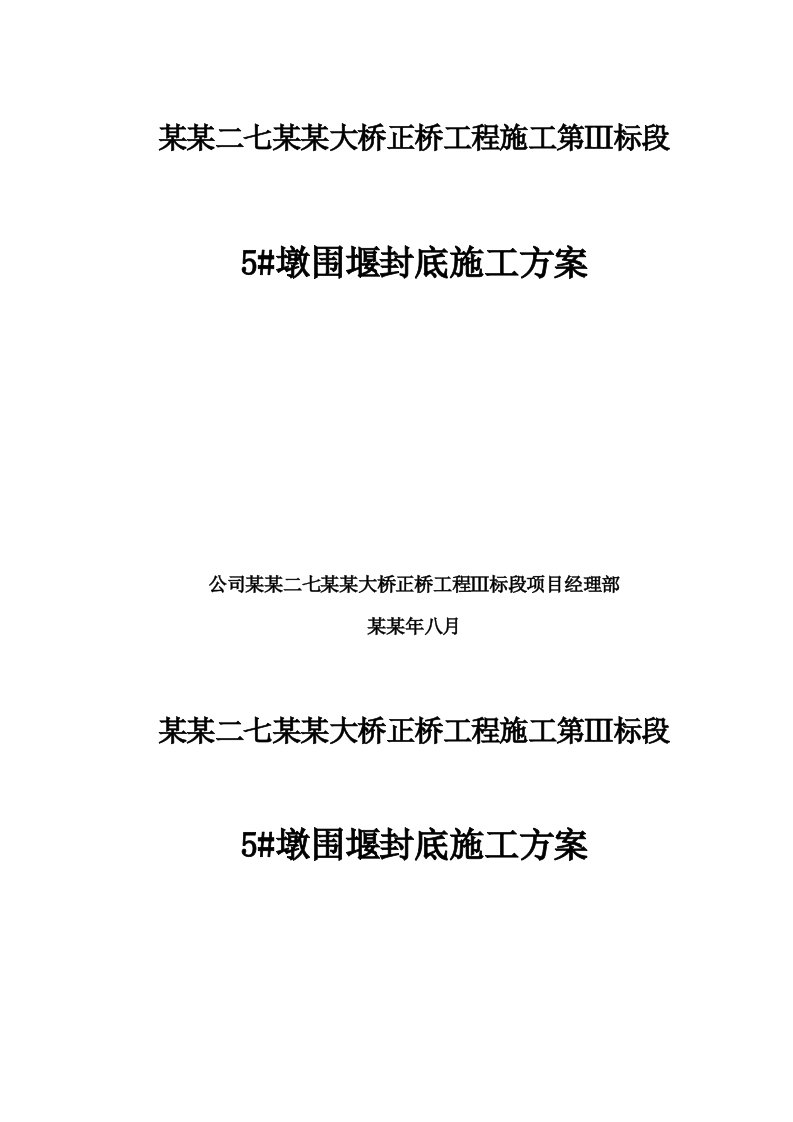 湖北某大桥桥墩围堰封底施工方案