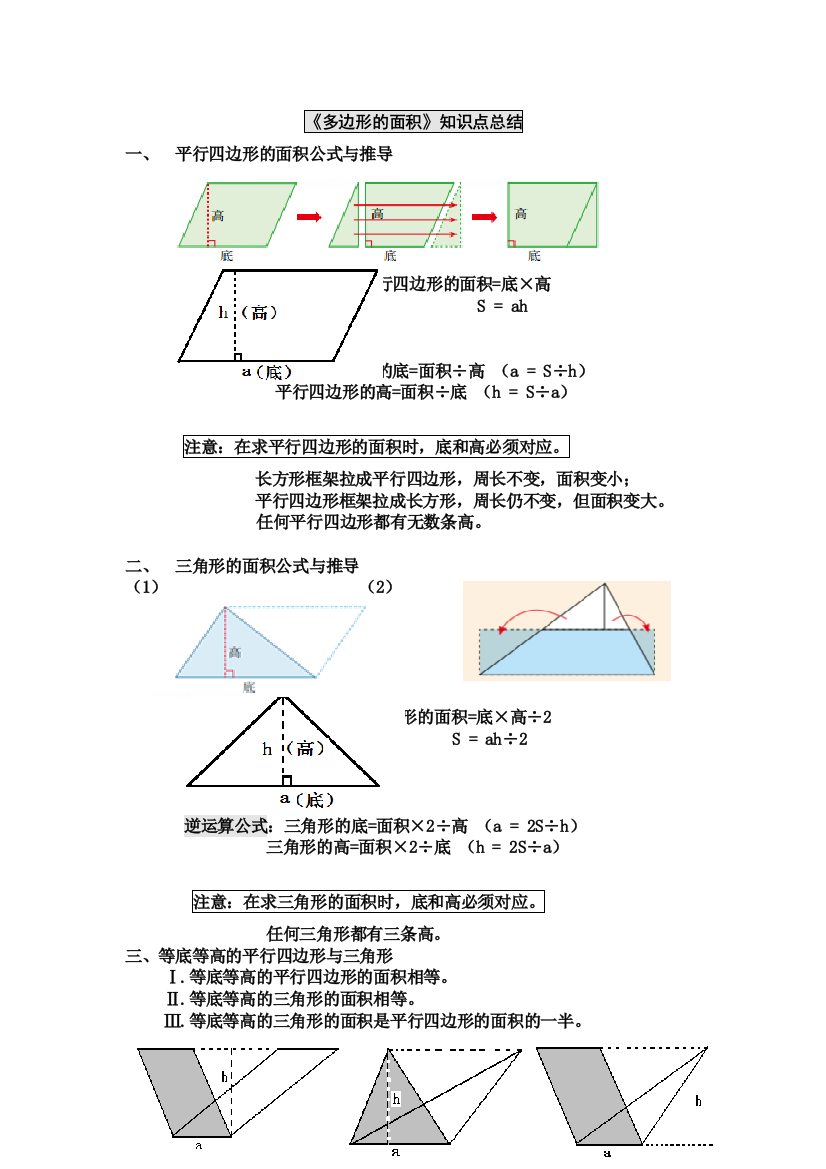 51多边形的面积知识点及练习教师