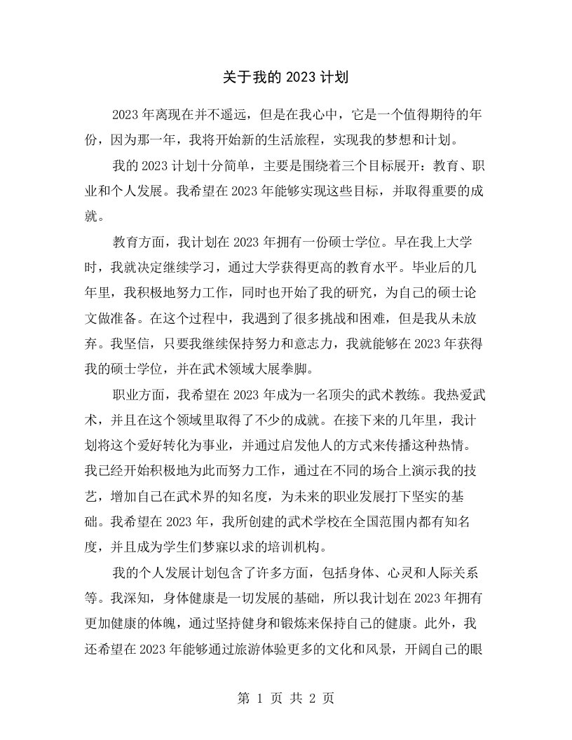 关于我的2023计划