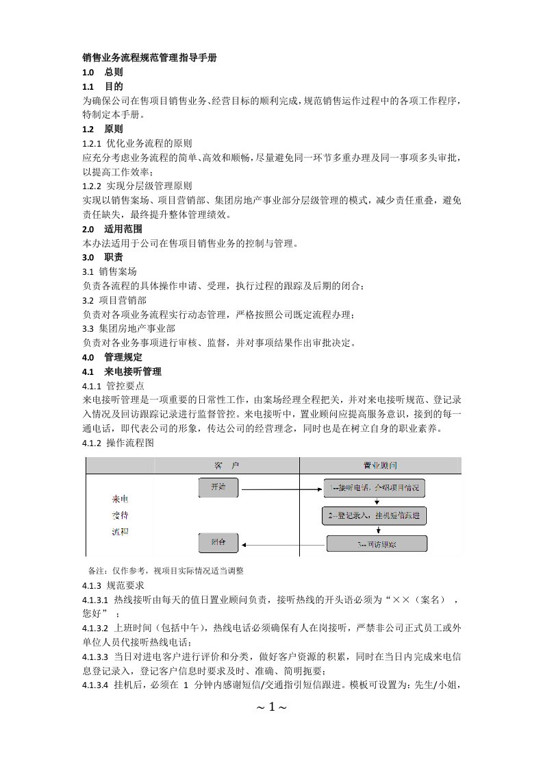 销售业务流程管理指导手册