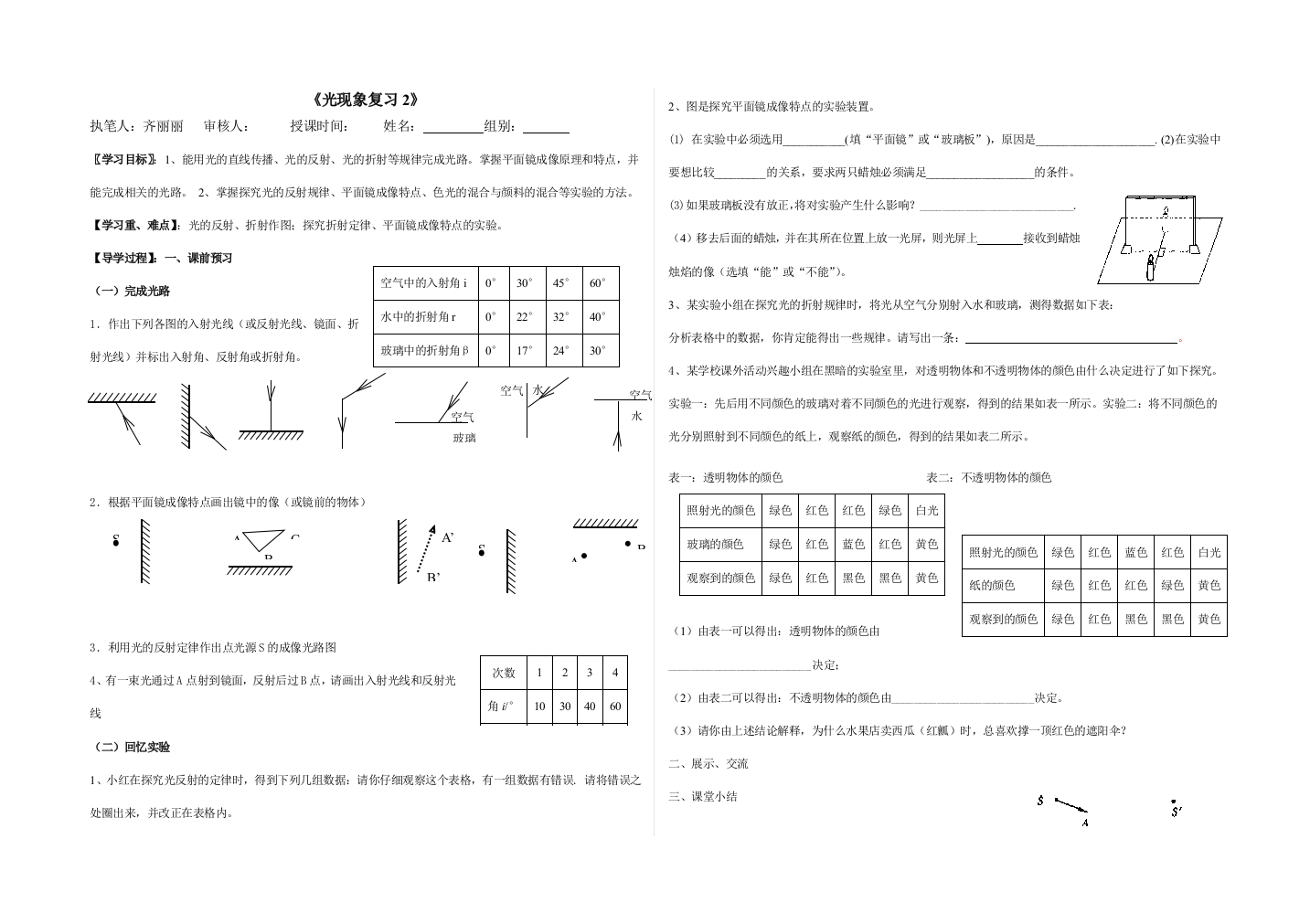 光现象复习2