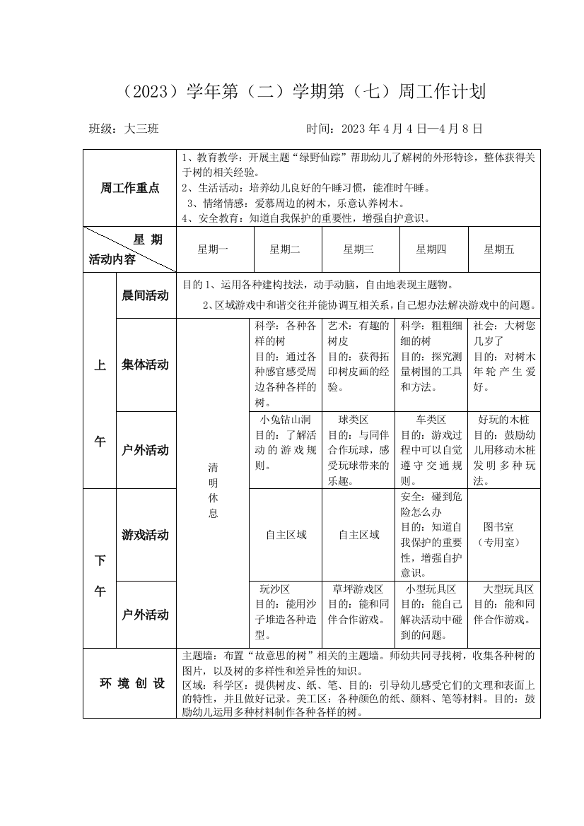 周计划周反思到