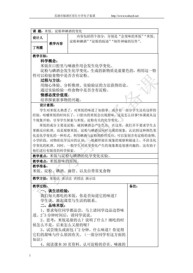 课题：米饭、淀粉和碘酒的变化