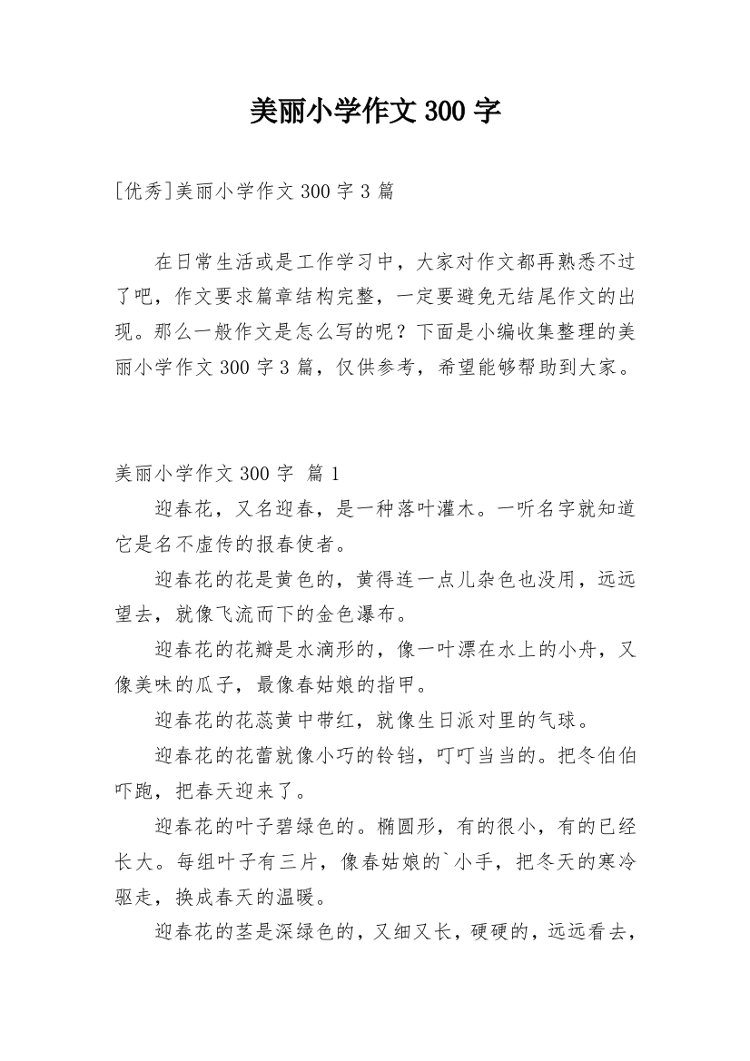 美丽小学作文300字_204