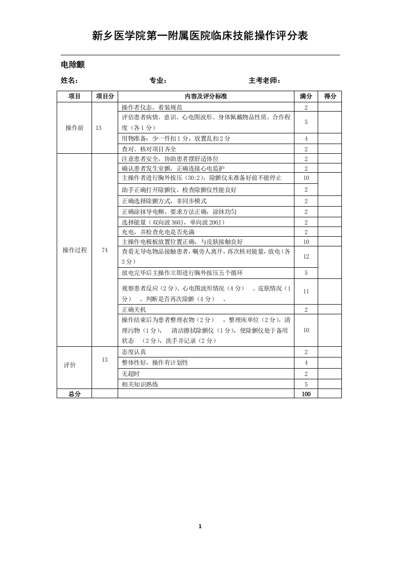 (完整word版)电除颤评分表(word文档良心出品)