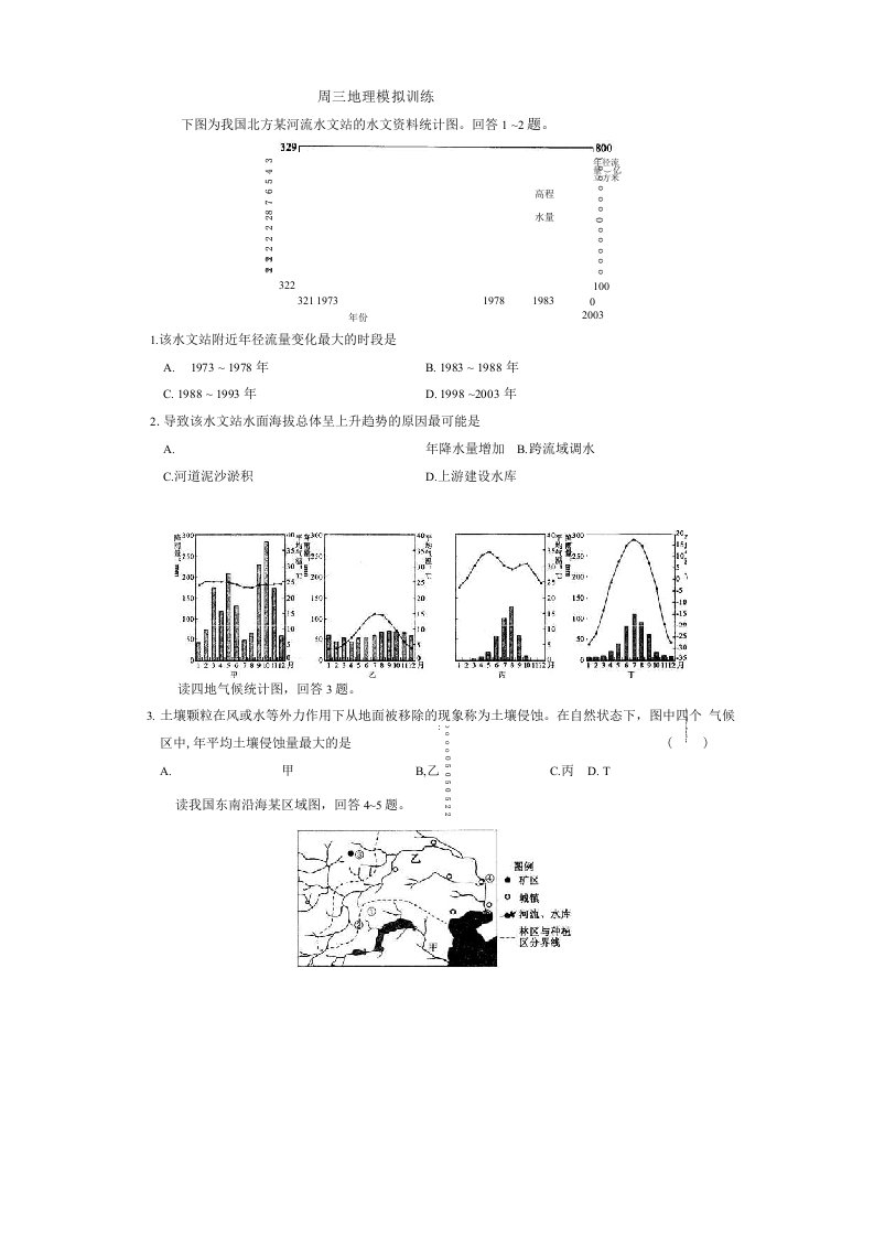 河北省衡水中学高三地理模拟试题