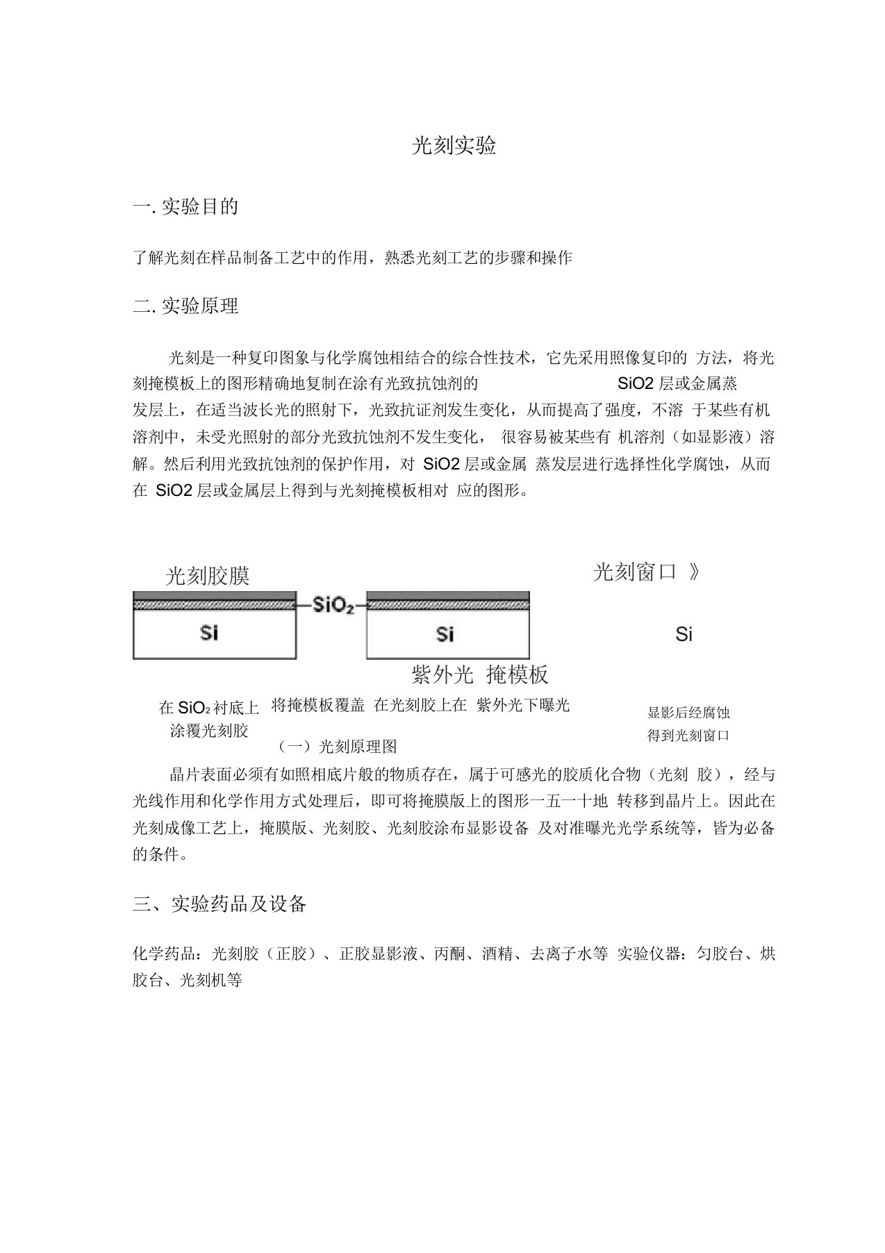 光刻实验报告