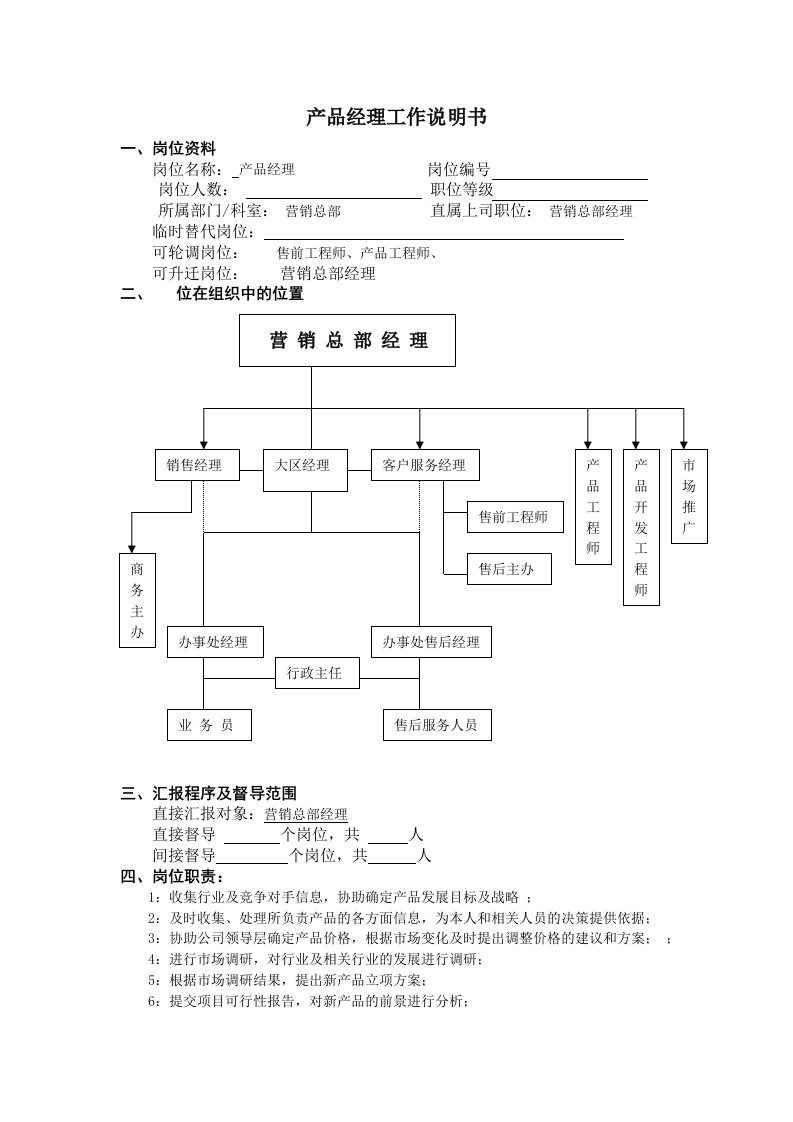 产品经理工作说明书