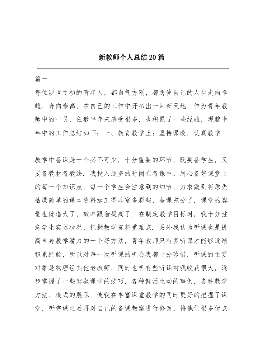 新教师个人总结20篇