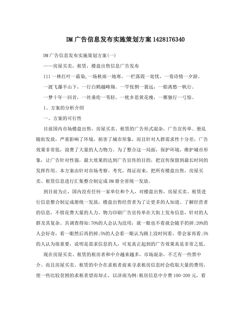 DM广告信息发布实施策划方案1428176340