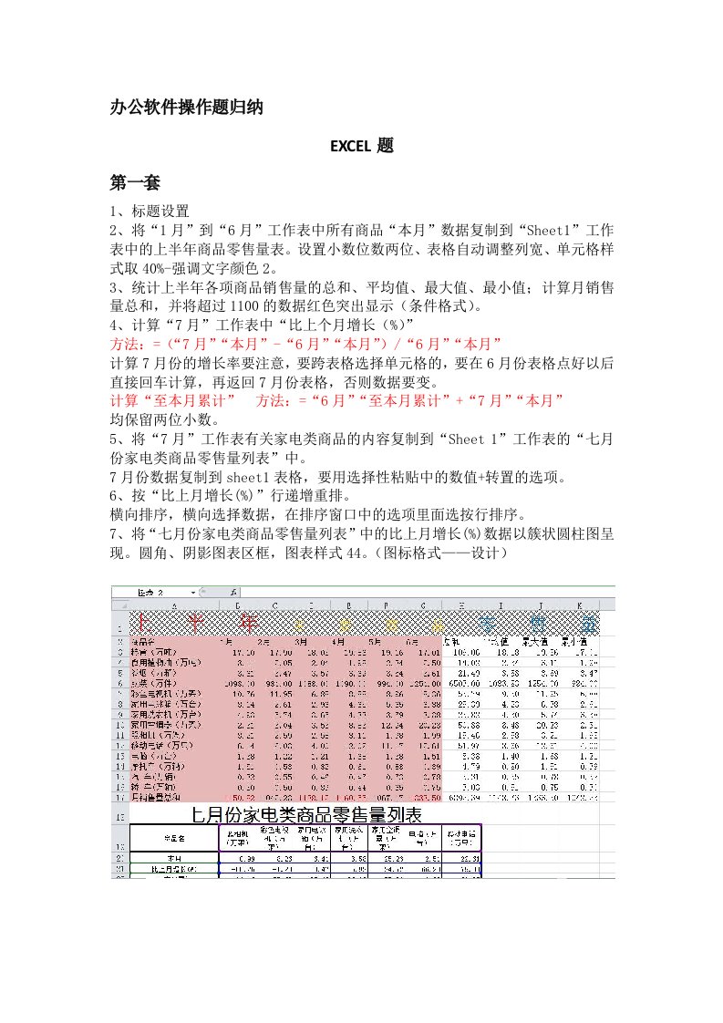 办公软件操作题归纳(excel)