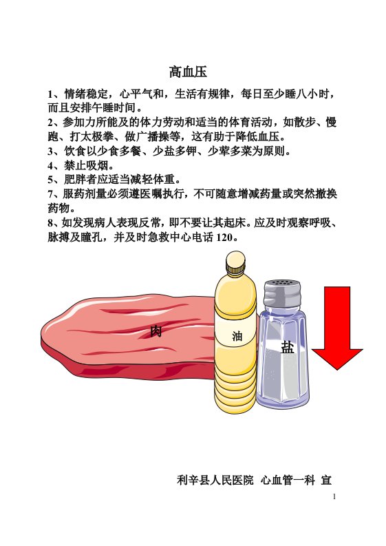 心血管疾病健康教育小处方