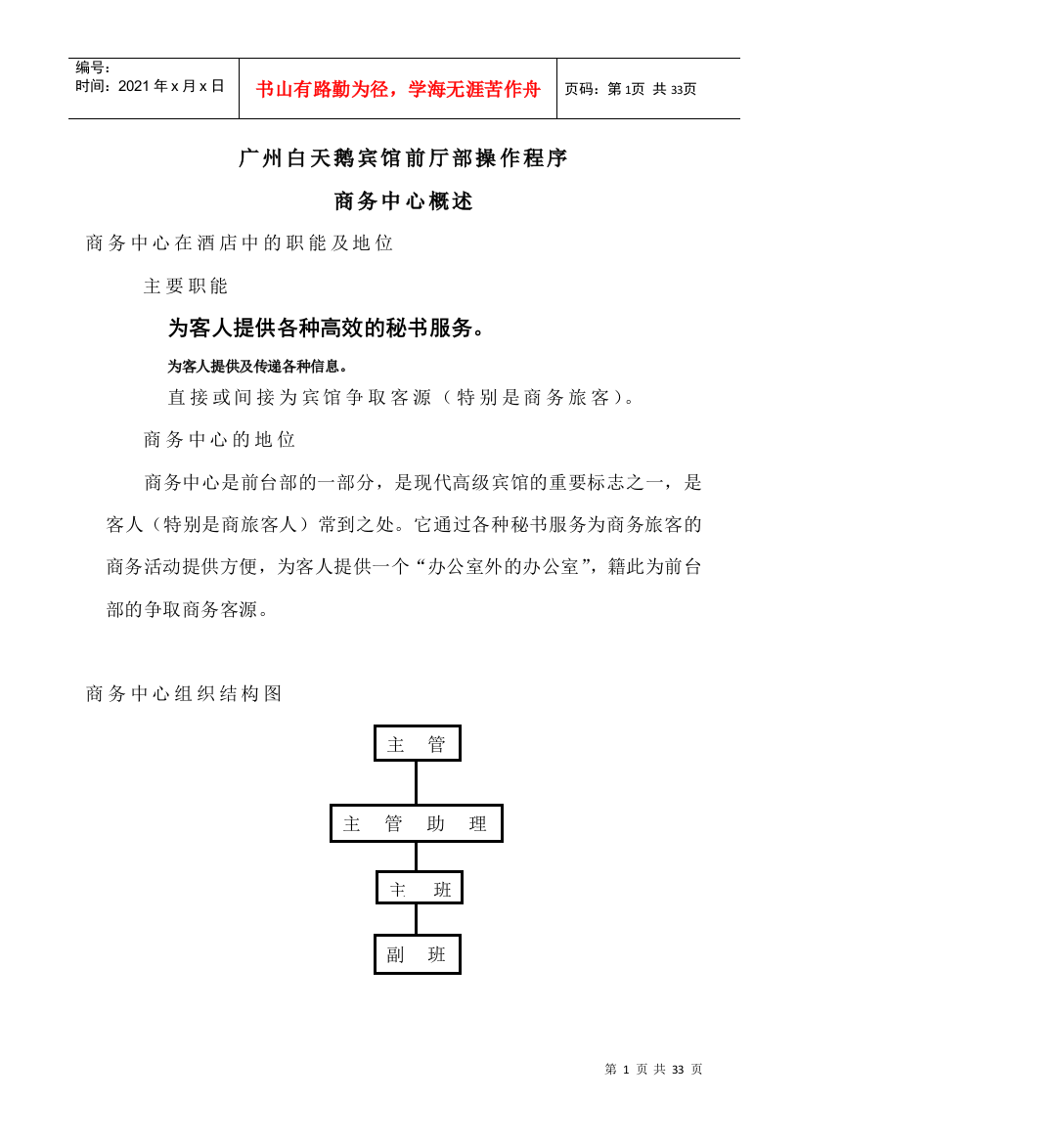 某宾馆前厅部操作管理程序