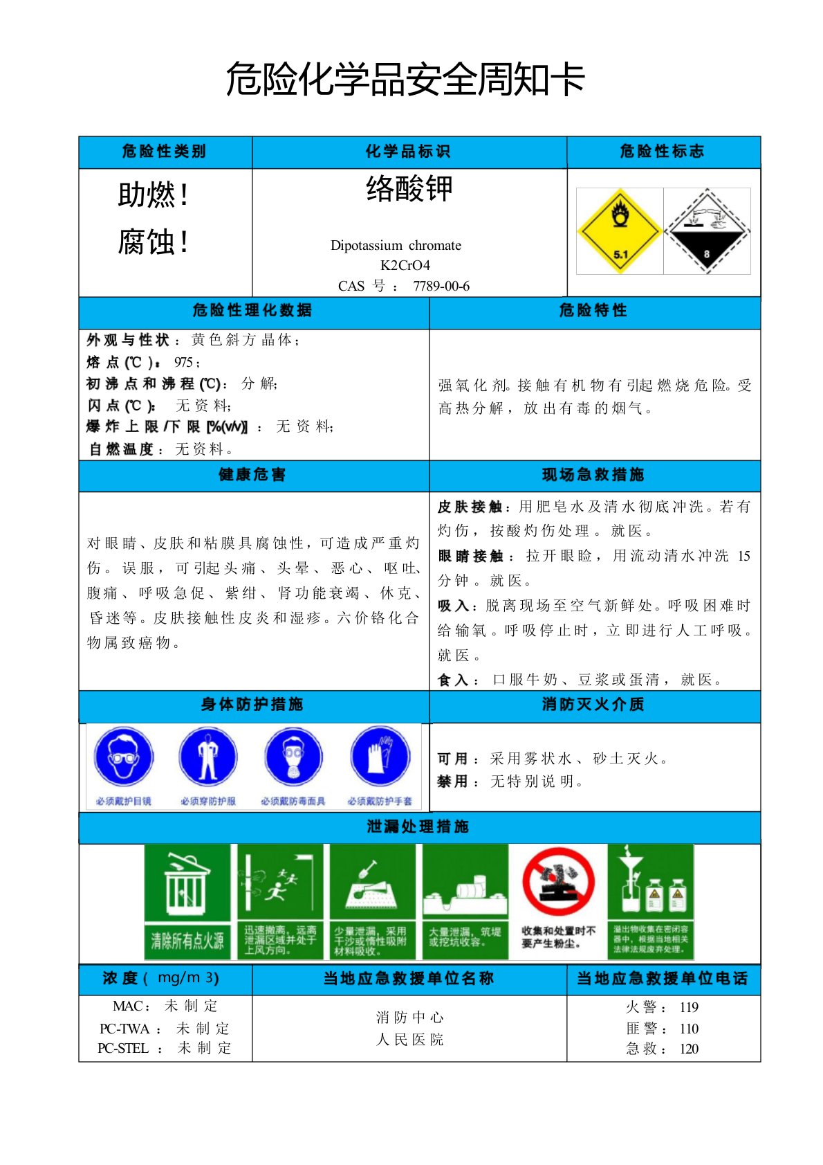 铬酸钾-危险化学品安全周卡