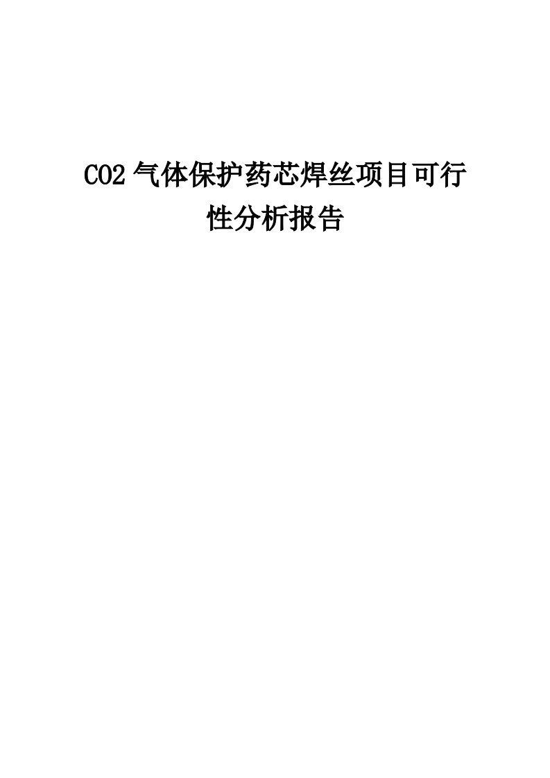 CO2气体保护药芯焊丝项目可行性分析报告