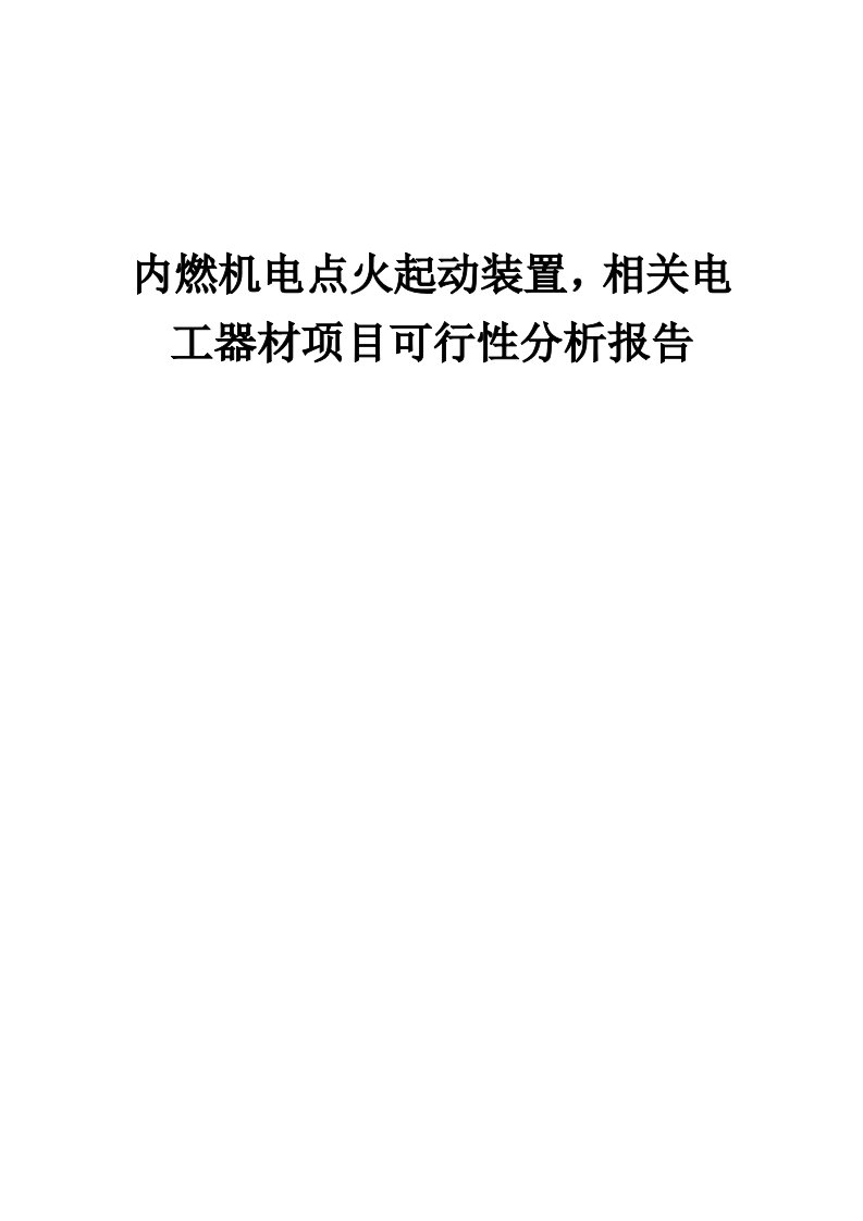 内燃机电点火起动装置，相关电工器材项目可行性分析报告