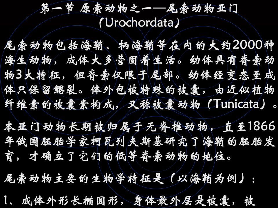 动物学9原索动物之一-尾索动物亚门Urochordata