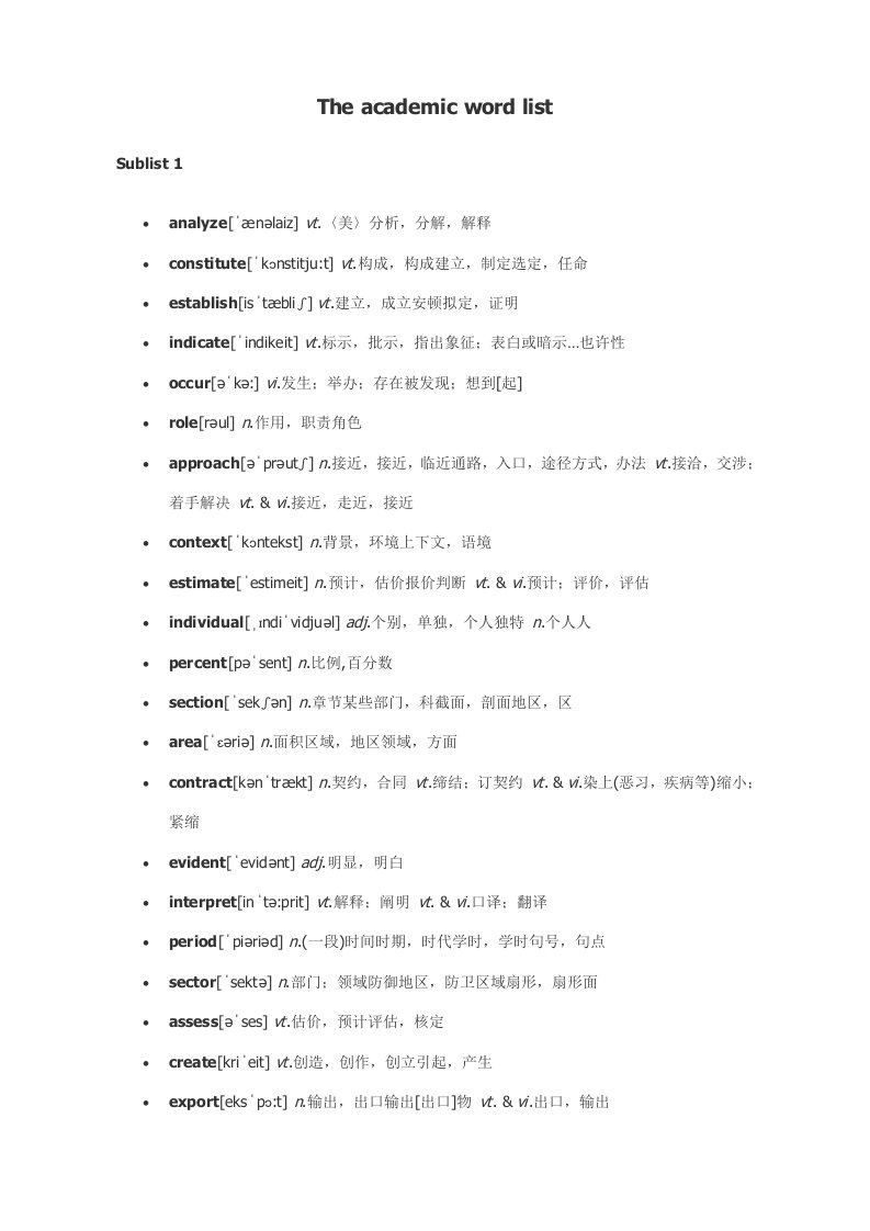 2022年雅思学术类词汇表音译双全