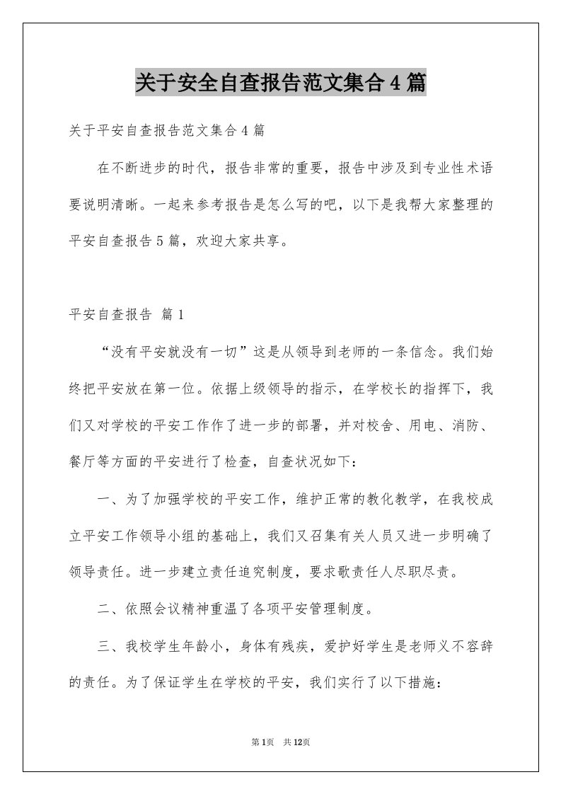 关于安全自查报告范文集合4篇