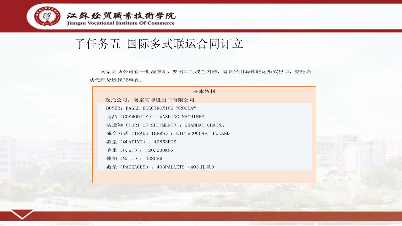 国际货代课件子任务五国际多式联运合同订立