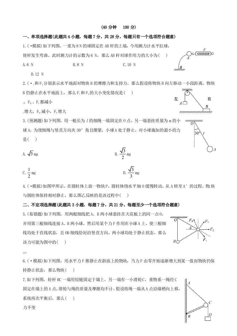 （高中物理）物理高考能力突破22力的合成与分解