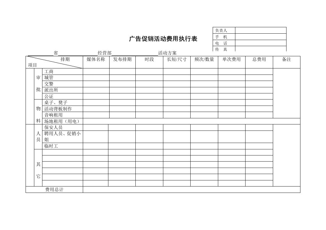 广告策划预算表汇总篇