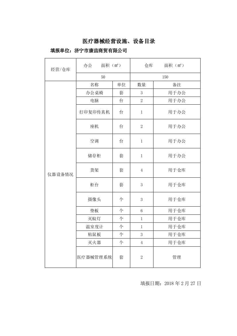 (完整版)医疗器械经营设施设备目录