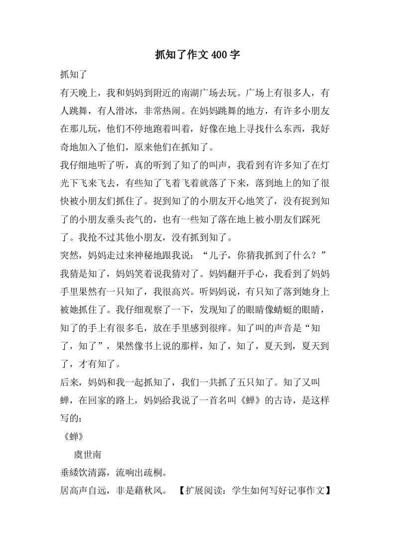 抓知了作文400字