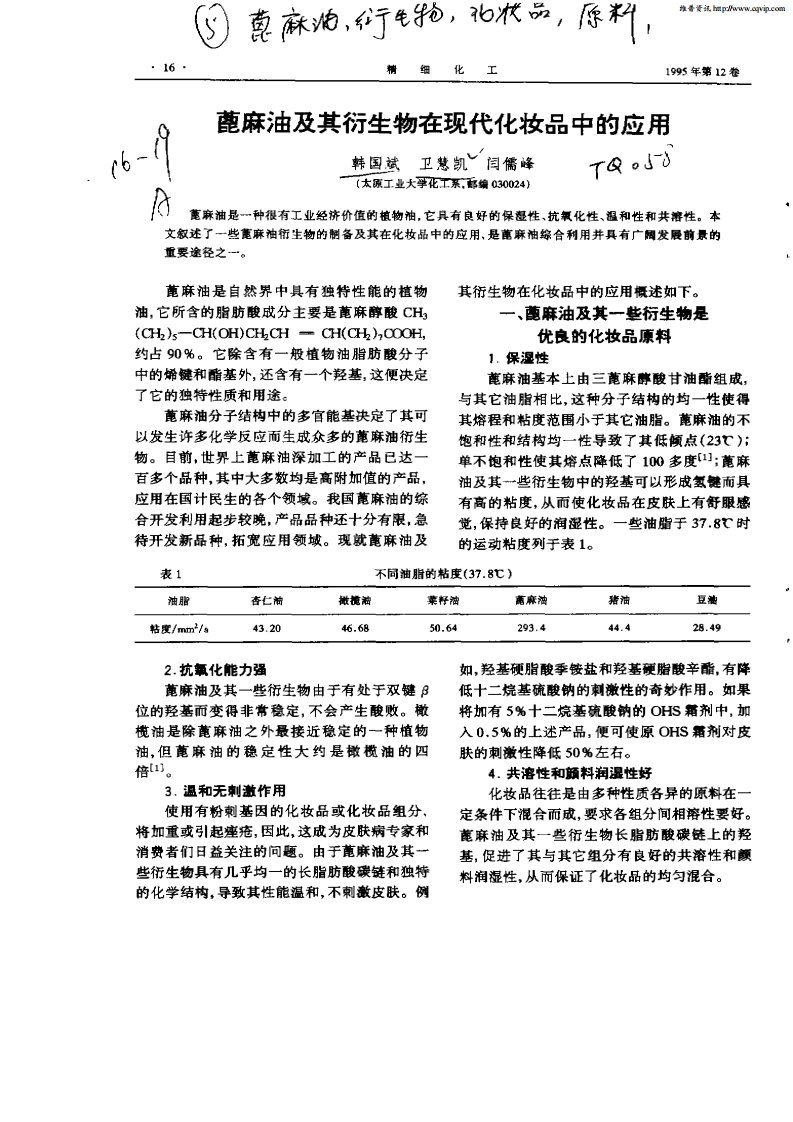 蓖麻油及其衍生物在现代化妆品中的应用.pdf