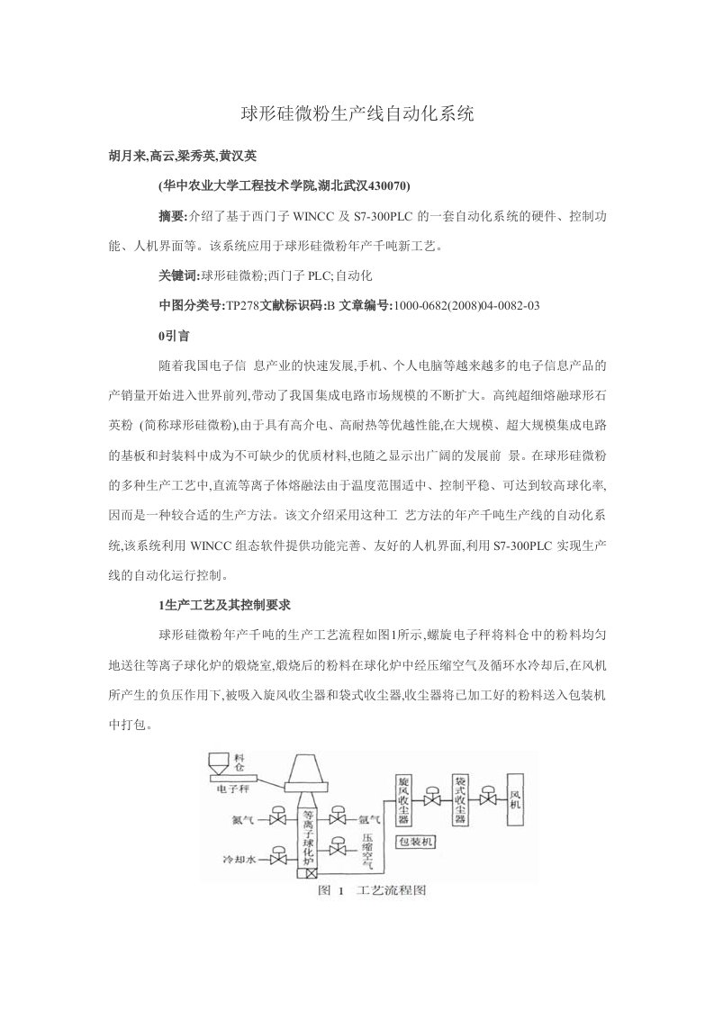 球形硅微粉生产线自动化系统